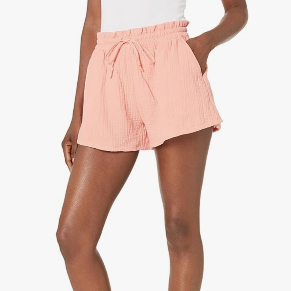 NWT UGG Paperbag Breathable Cotton Gauze Elastic Waist Women's Pink Short Size L